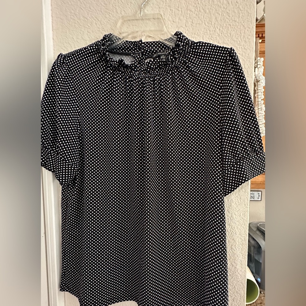 Adrianna Papell Black and White Polka Dot Top